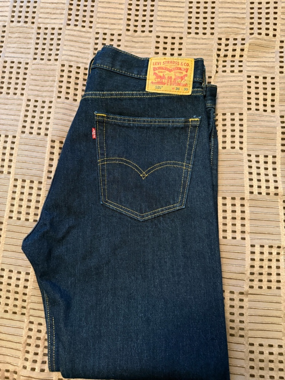 Levi's Men's Dark Blue Straight Leg Jeans with Signature Back Pocket